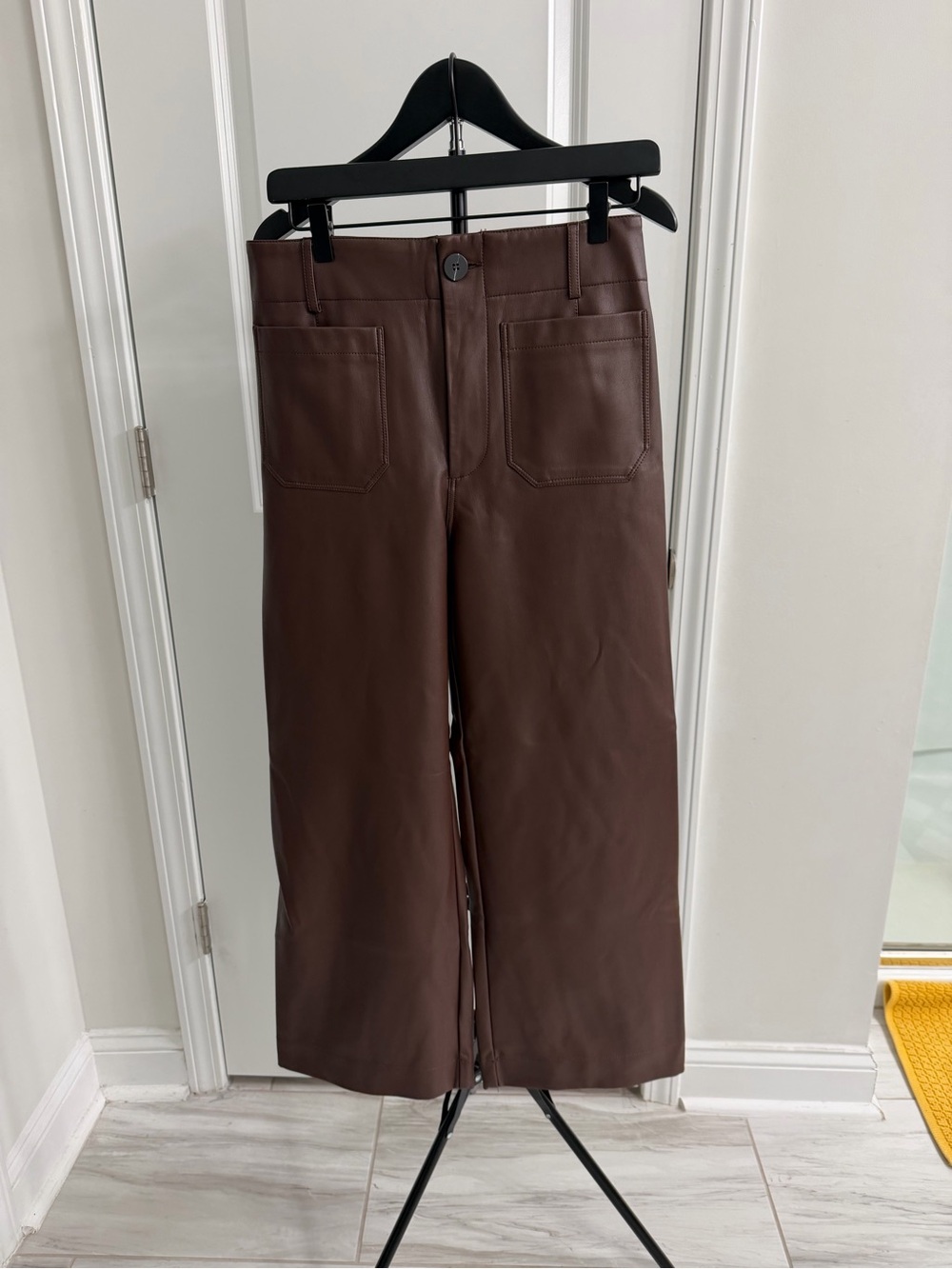 Maeve by Anthropologie The Colette Brown Faux Leather Cropped Wide Leg Pants 29 - Picture 4 of 4